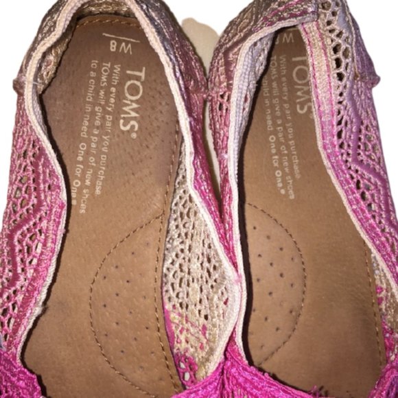 Toms Pink & White flat - Picture 4 of 6
